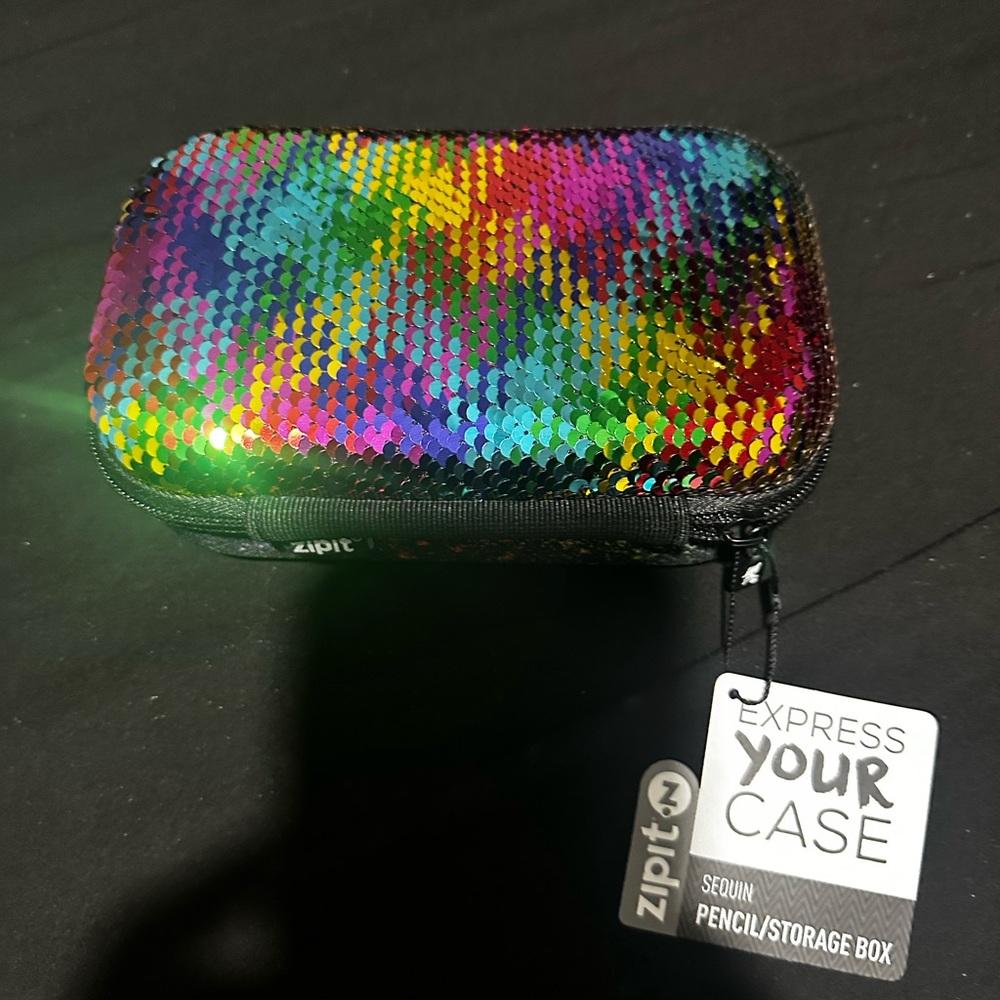 ZIPIT Sequin Pencil Box, Cute Storage Case for School Supplies